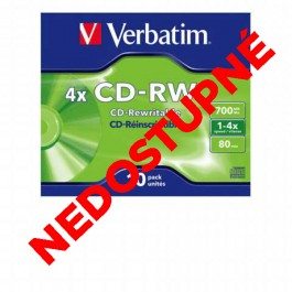 CD-RW Verbatim 700MB 4x jewel case  ve43123 NEDOSTUPNÉ